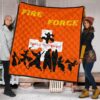 Fire Force Anime Premium Quilt Characters Silhouette Fighting Orange Yellow Text Quilt Blanket 1