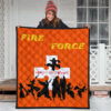 Fire Force Anime Premium Quilt Characters Silhouette Fighting Orange Yellow Text Quilt Blanket 3