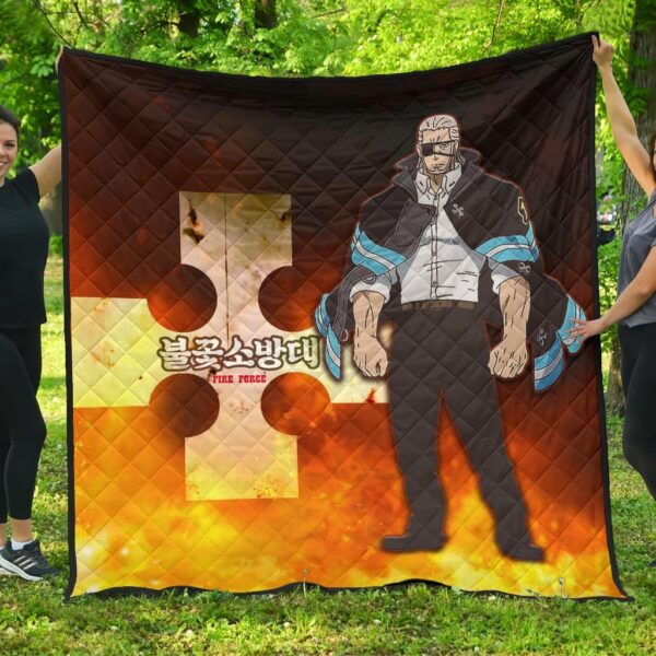 Fire Force Anime Premium Quilt Leonardo Barns No Emotion Standing In Fire Quilt Blanket