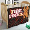 Fire Force Anime Premium Quilt Ogun Montgomery Wearing Orange Uniform Larsen Background Quilt Blanket 21