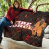 Fire Force Anime Premium Quilt Ogun Montgomery Wearing Orange Uniform Larsen Background Quilt Blanket 11