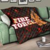 Fire Force Anime Premium Quilt Ogun Montgomery Wearing Orange Uniform Larsen Background Quilt Blanket 17