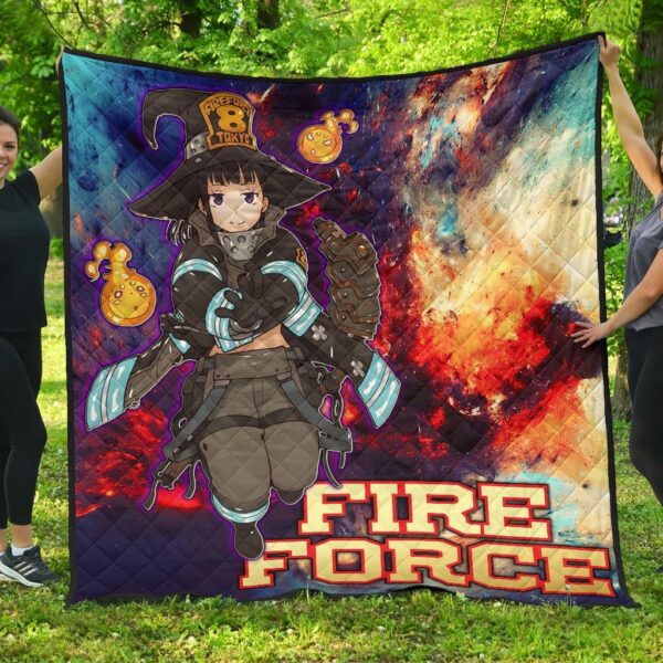 Fire Force Anime Premium Quilt Witch Maki Oze With Cute Baby Fire Artwork Galaxy Quilt Blanket