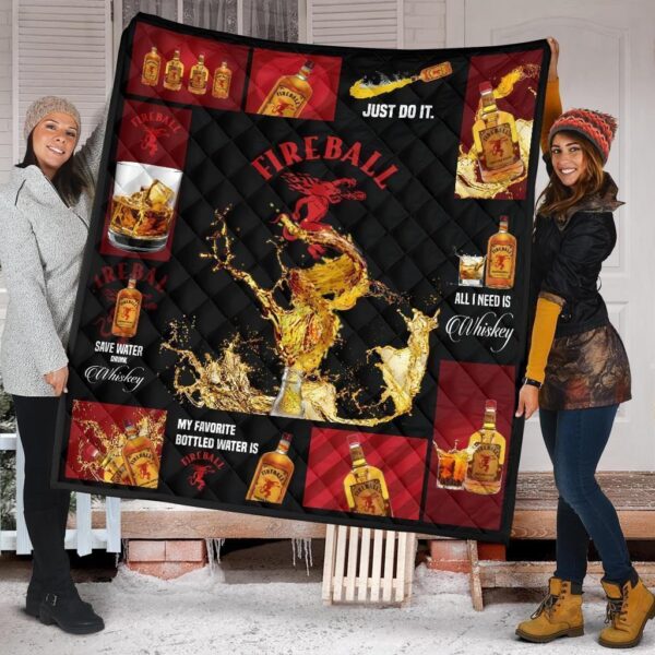 Fireball Cinnamon Quilt Blanket All I Need Is Whisky Gift Idea