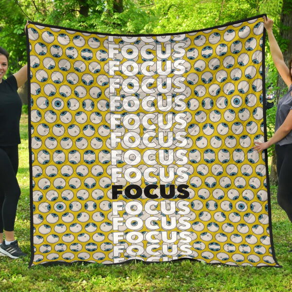 Focus Text In Column Eye Patterns Yellow Premium Quilt Blanket