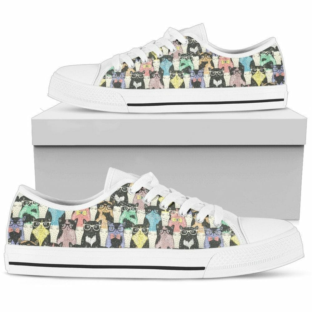 Funny Cat Sneakers Low Top Shoes For Cat Lover