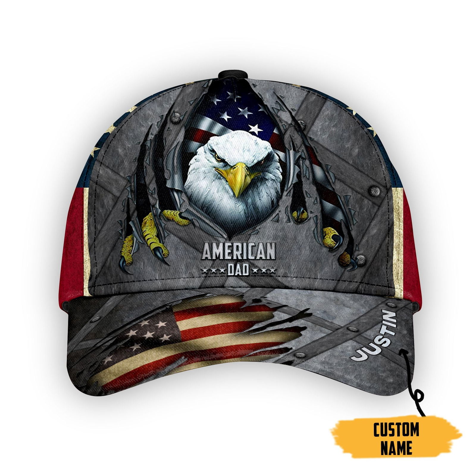 Happy Fathers Day American Dad America Classic Flag Custom Cap