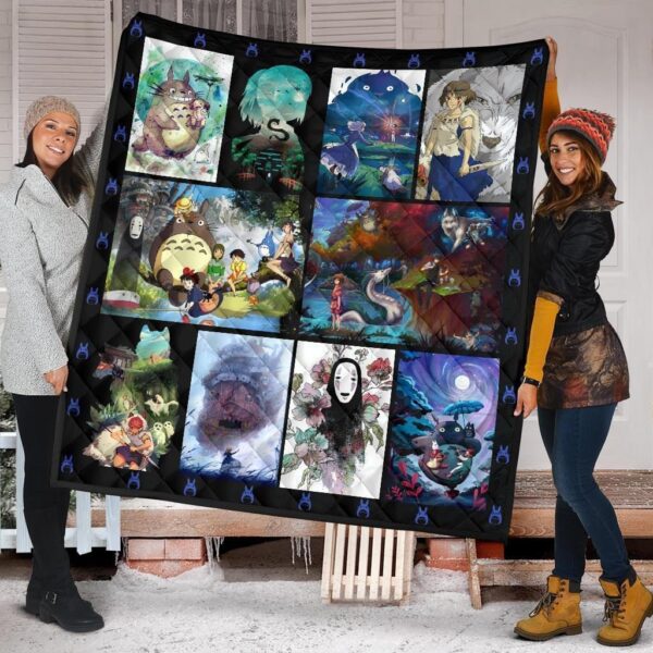 Ghibi Characters Quilt Blanket Anime Fan Gift Idea