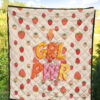 Girl Power GRL PWR Cute Strawberry Patterns Premium Quilt Blanket 5