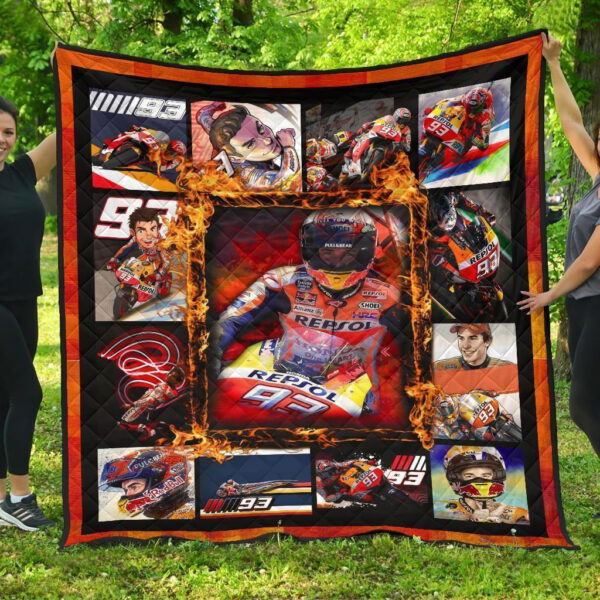 Grand Pix Marc Marquez Quilt Blanket MotoGP Fan Gift Idea