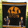 Haikyuu Anime Premium Quilt - Hinata Shoyo And Kageyama Play Volleyball Silhouette Quilt Blanket 5