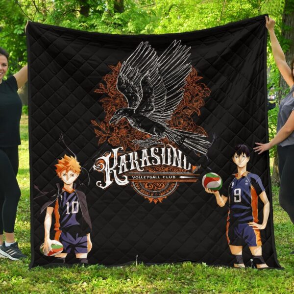 Haikyuu Anime Premium Quilt – Kageyama And Hinata Volleyball Club Raven Shadow Quilt Blanket