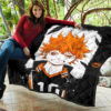 Haikyuu Anime Premium Quilt - Shouyou Hinata 10 High School Raven Black Orange Quilt Blanket 11