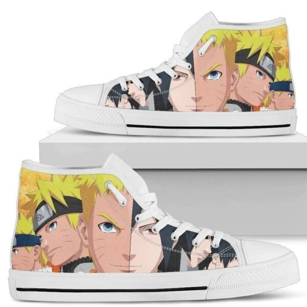 Half Naruto Half Sasuke Sneakers High Top Shoes Fan Gift