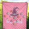 Halloween Premium Quilt | Boss Witch Hat Star Patterns Pink Quilt Blanket 5