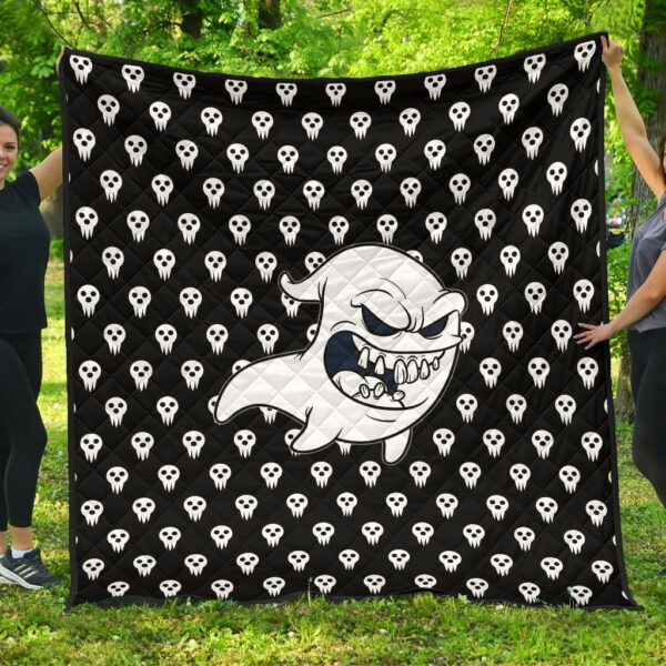 Halloween Premium Quilt | Cartoon Angry Ghost Shouting Cute Ghost Patterns Quilt Blanket