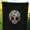 Halloween Premium Quilt - Cartoon Horror Villains Doodle In Skull Quilt Blanket 5