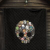 Halloween Premium Quilt - Cartoon Horror Villains Doodle In Skull Quilt Blanket 7