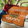 Halloween Premium Quilt | Halloween Make Us Happy Smile Pumpkin Block Orange Quilt Blanket 11