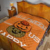 Halloween Premium Quilt | Halloween Make Us Happy Smile Pumpkin Block Orange Quilt Blanket 19