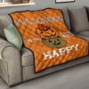 Halloween Premium Quilt | Halloween Make Us Happy Smile Pumpkin Block Orange Quilt Blanket 15