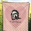 Halloween Premium Quilt | No You Hang Up Funny Ghostface Calling Pink Hearts Quilt Blanket 5