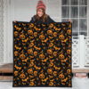 Halloween Premium Quilt | Orange Pumpkin Skull Bat Spider Symbols Quilt Blanket 3