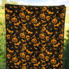 Halloween Premium Quilt | Orange Pumpkin Skull Bat Spider Symbols Quilt Blanket 5