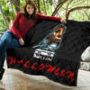 Halloween Premium Quilt | Scary Michael Myers Blood Tears With Knife Quilt Blanket 11