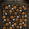 Halloween Premium Quilt | Symbols Pumpkin Emotions Skull Witch Hat Quilt Blanket 7