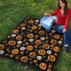 Halloween Premium Quilt | Symbols Pumpkin Emotions Skull Witch Hat Quilt Blanket 9