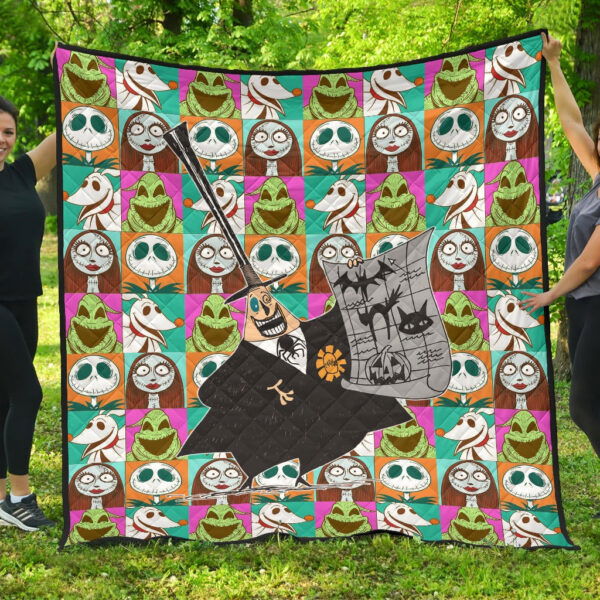 Halloween Premium Quilt | TNBC Villains Oogie Boogie Lock Shock Barrel Jack Sally Patterns Quilt Blanket