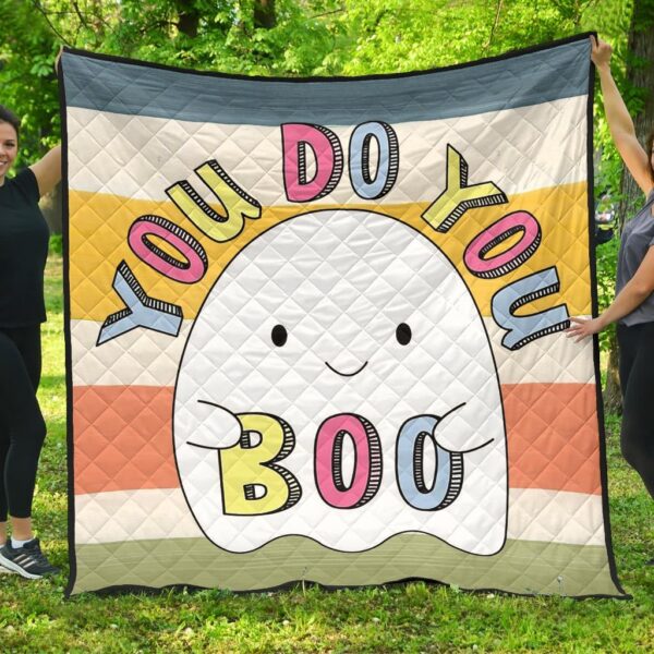 Halloween Premium Quilt | You Do You Boo Cute Cartoon Ghost Colorful Quilt Blanket