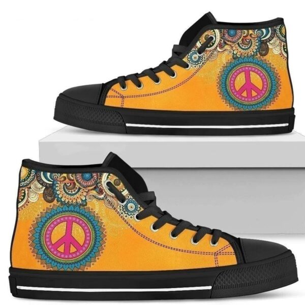 Hippie Peace Sign Women High Top Shoes