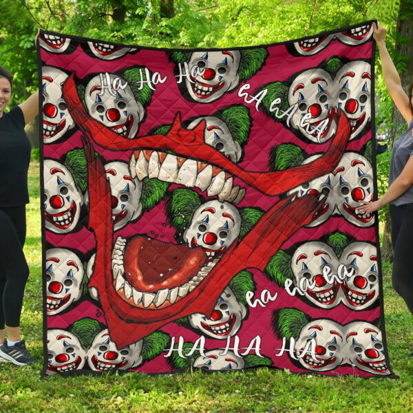 Horror Movie Joker Laughing Mouth Joker Clown Face Patterns Premium Quilt Blanket