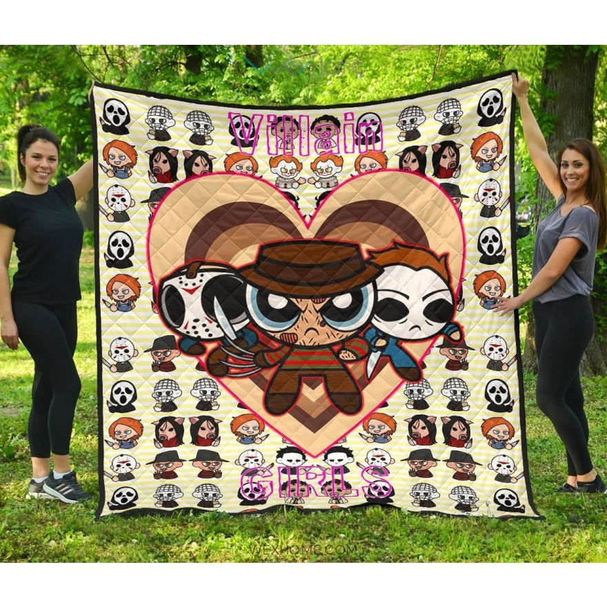 Horror Movie Powerpuff Girls Cosplay Horror Villains Chibi Patterns Premium Quilt Blanket