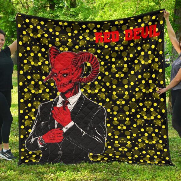 Horror Movie Red Devil Wearing Suit Premium Quilt Blanket