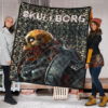 Horror Movie Robot Skullborg Skull Background Premium Quilt Blanket 1