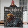 Horror Movie Robot Skullborg Skull Background Premium Quilt Blanket 3