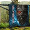 Horror Movie The Terminator Robot Face Blue Data Premium Quilt Blanket 13