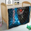 Horror Movie The Terminator Robot Face Blue Data Premium Quilt Blanket 21