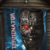 Horror Movie The Terminator Robot Face Blue Data Premium Quilt Blanket 7