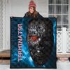 Horror Movie The Terminator Robot Face Blue Data Premium Quilt Blanket 3