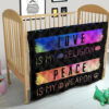 Humanity Is My Race Love and Peace Hippie Quilt Blanket Gift Idea 23