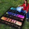 Humanity Is My Race Love and Peace Hippie Quilt Blanket Gift Idea 5