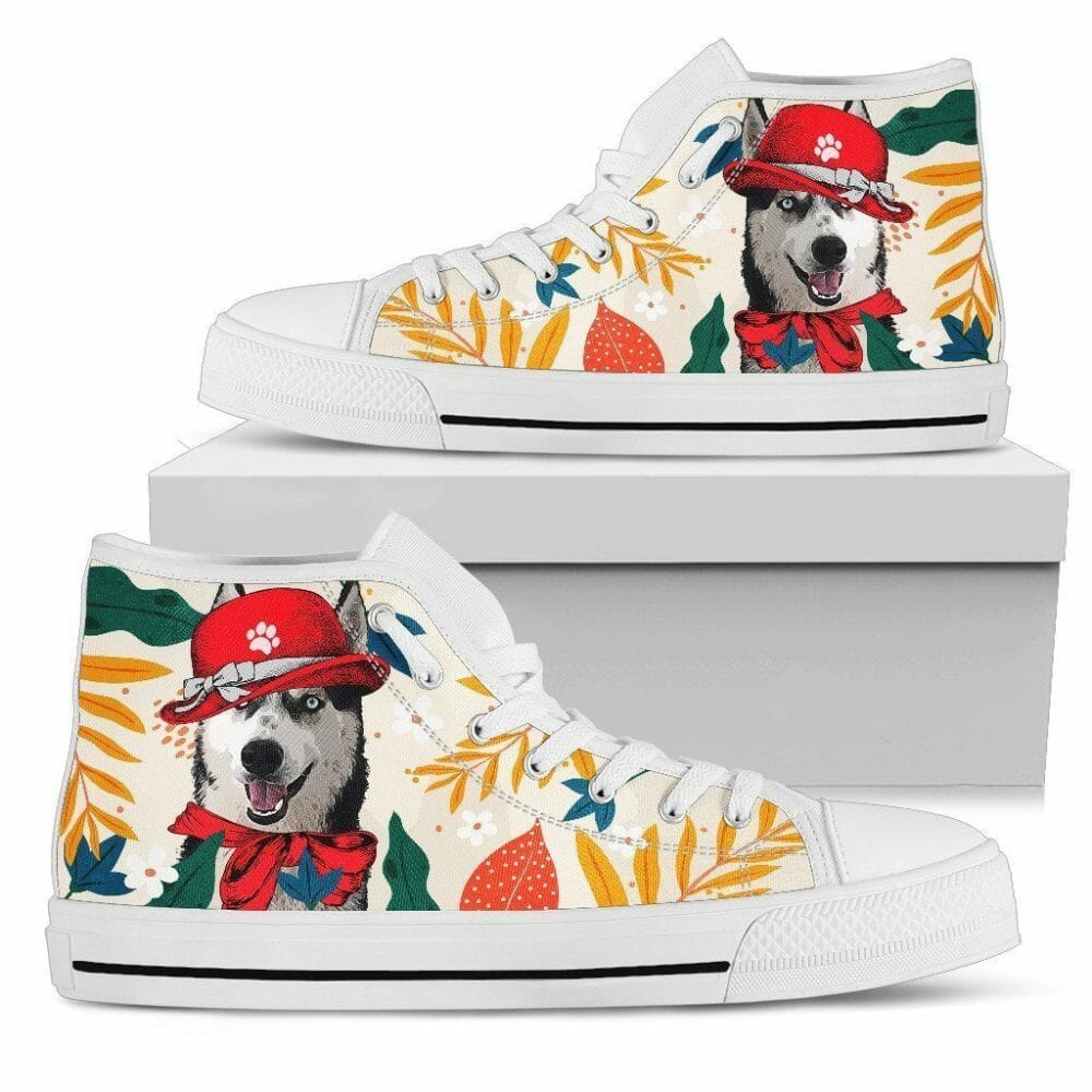 Husky Dog Sneakers Women High Top Shoes Funny