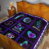 I wear Teal And Purple Suicide Prevent Awareness Quilt Blanket 19