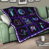 I wear Teal And Purple Suicide Prevent Awareness Quilt Blanket 17