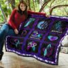 I wear Teal And Purple Suicide Prevent Awareness Quilt Blanket 11