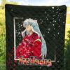 Inuyasha Anime Premium Quilt Cute Angry Inuyasha Lantern Text Black Quilt Blanket 5